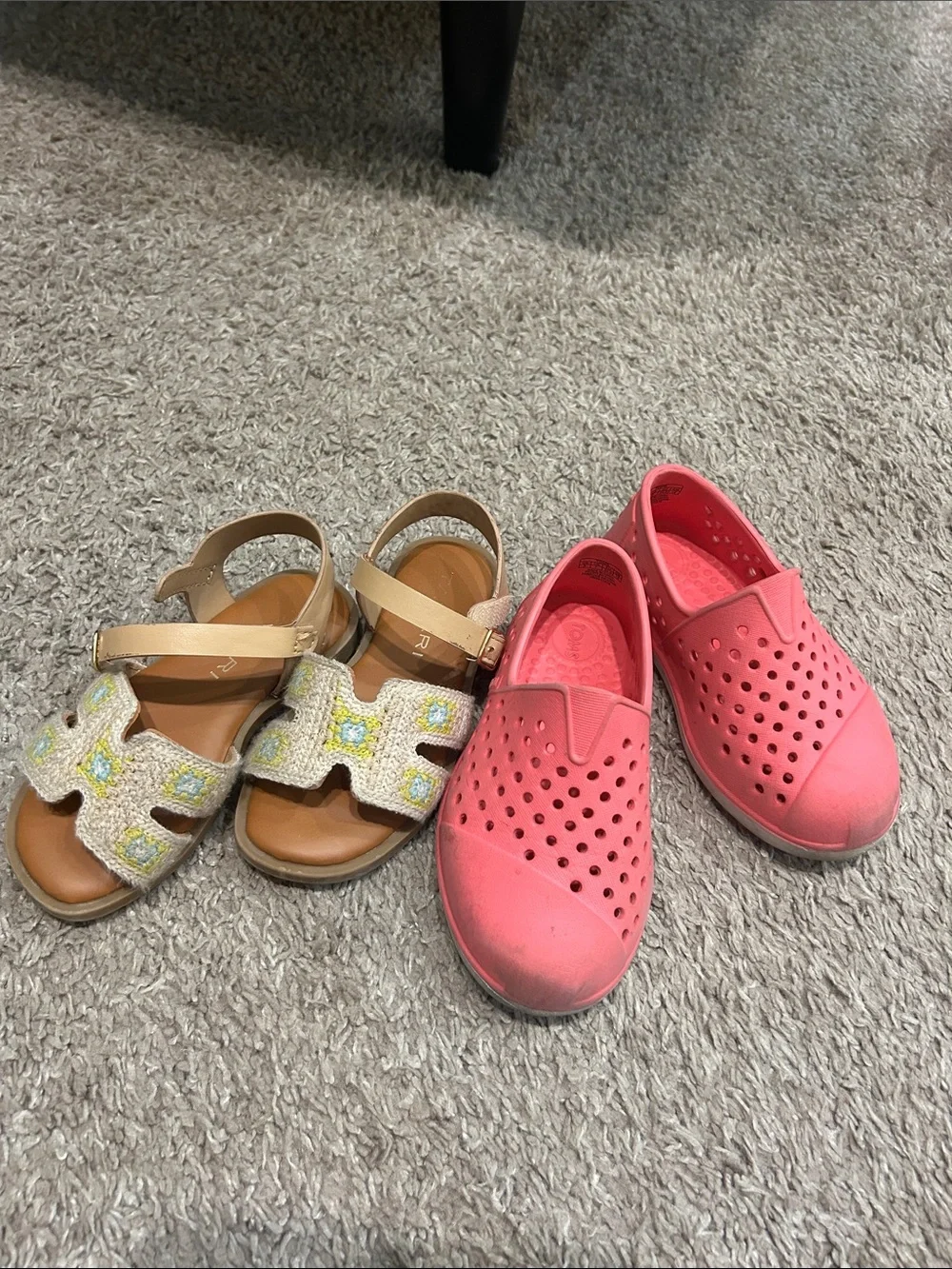 Toms Pink Slip-On Sneakers with Beaded Tan Sandals - Kids Set